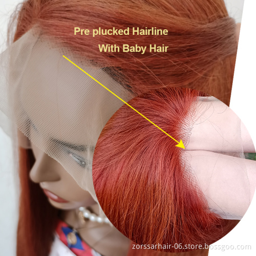 Pre Plucked Transparent Wig Vendors Virgin Brazilian Hair Burnt Orange Frontal Wigs 100 Human Hair Lace Front HD Lace Wig